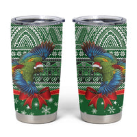 New Zealand Kea Bird Christmas Tumbler Cup Maori Inspired Knitted Patterns LT9 Green - Polynesian Pride