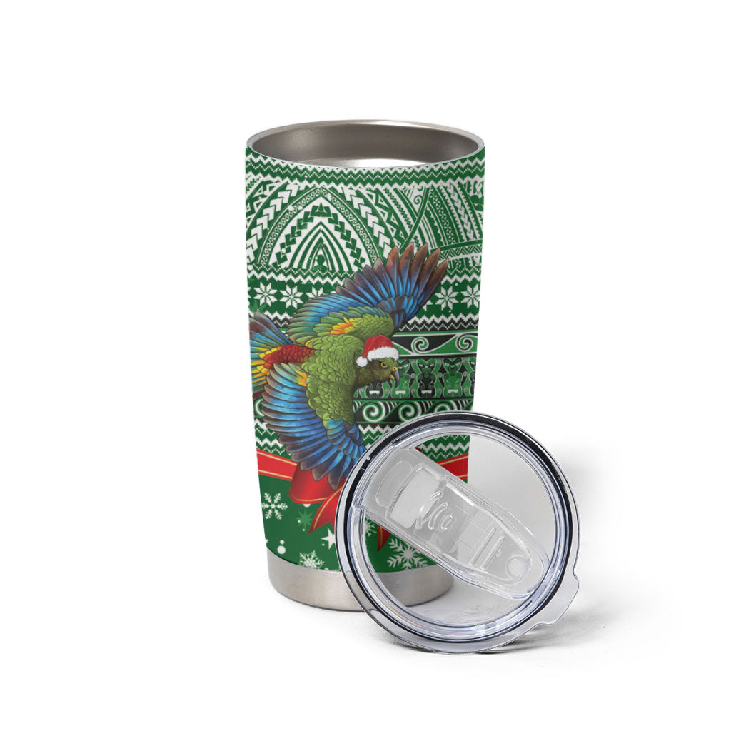 New Zealand Kea Bird Christmas Tumbler Cup Maori Inspired Knitted Patterns LT9 - Polynesian Pride