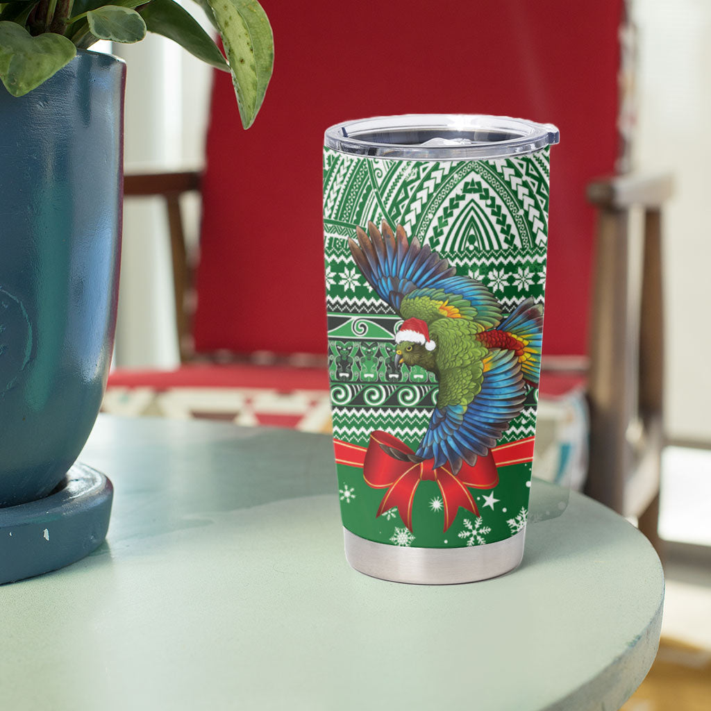 New Zealand Kea Bird Christmas Tumbler Cup Maori Inspired Knitted Patterns LT9 - Polynesian Pride