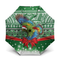 New Zealand Kea Bird Christmas Umbrella Maori Inspired Knitted Patterns LT9 One Size Folded 11.42 inch Opened Diameter 37.4 inch Green - Polynesian Pride