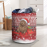 New Zealand Kekeno Seal Christmas Laundry Basket Maori Inspired Knitted Patterns LT9 Red - Polynesian Pride