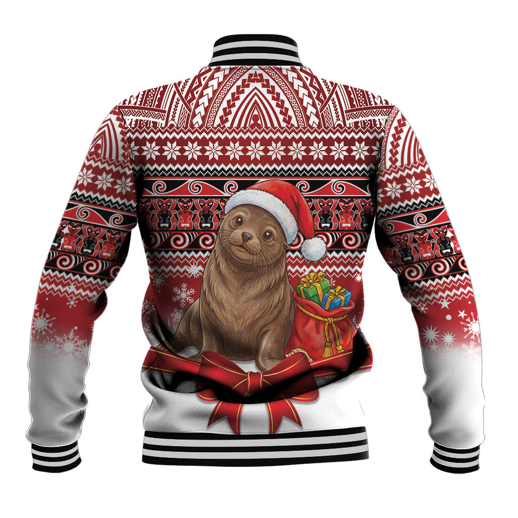 New Zealand Kekeno Seal Christmas Baseball Jacket Maori Inspired Knitted Patterns LT9 - Polynesian Pride