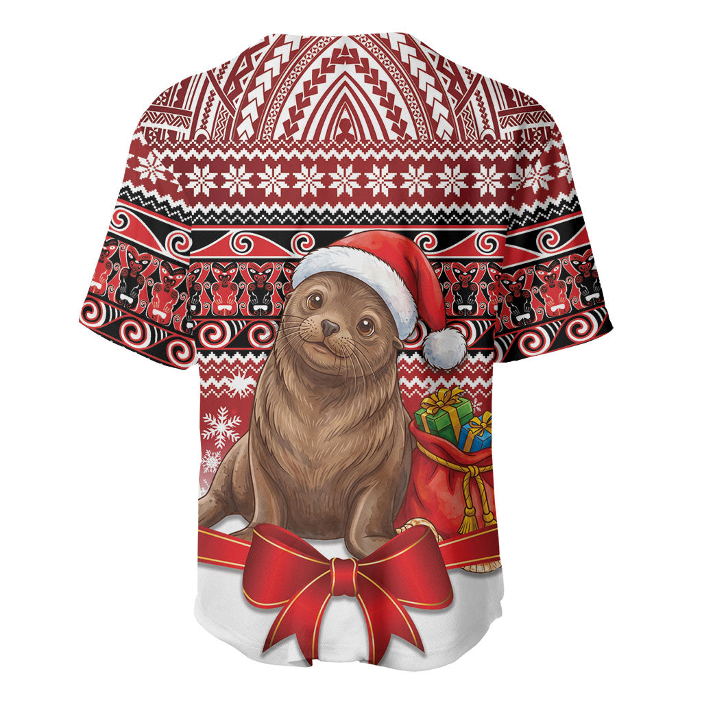 New Zealand Kekeno Seal Christmas Baseball Jersey Maori Inspired Knitted Patterns LT9 - Polynesian Pride