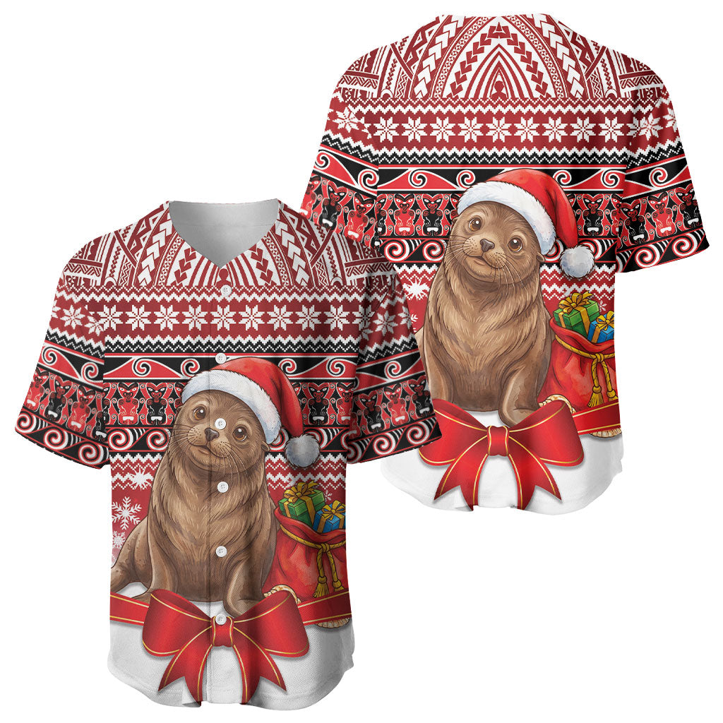 New Zealand Kekeno Seal Christmas Baseball Jersey Maori Inspired Knitted Patterns LT9 - Polynesian Pride