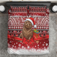 New Zealand Kekeno Seal Christmas Bedding Set Maori Inspired Knitted Patterns LT9 Red - Polynesian Pride