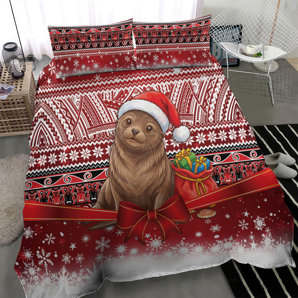 New Zealand Kekeno Seal Christmas Bedding Set Maori Inspired Knitted Patterns LT9 - Polynesian Pride