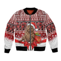 New Zealand Kekeno Seal Christmas Bomber Jacket Maori Inspired Knitted Patterns LT9 Unisex Red - Polynesian Pride