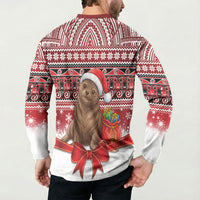 New Zealand Kekeno Seal Christmas Button Sweatshirt Maori Inspired Knitted Patterns LT9 - Polynesian Pride