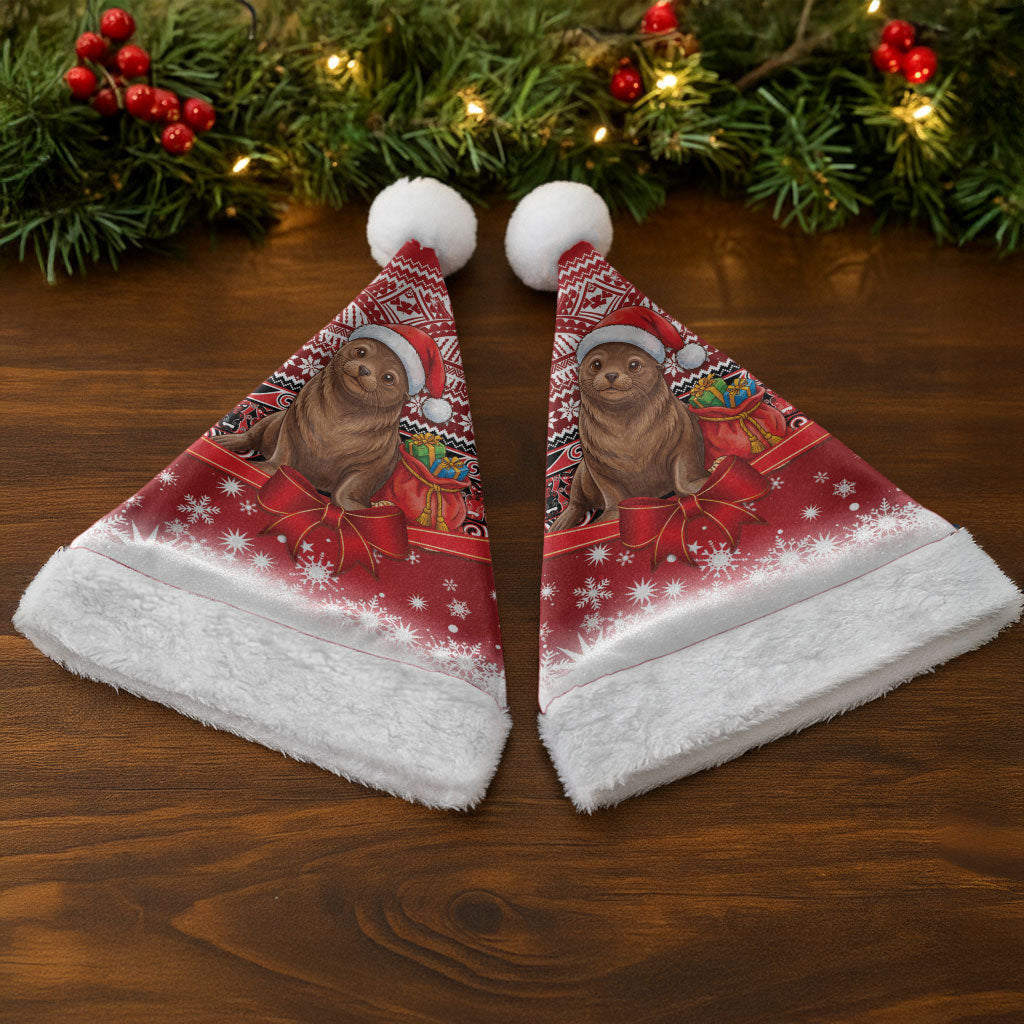New Zealand Kekeno Seal Christmas Santa Hat Maori Inspired Knitted Patterns LT9 - Polynesian Pride