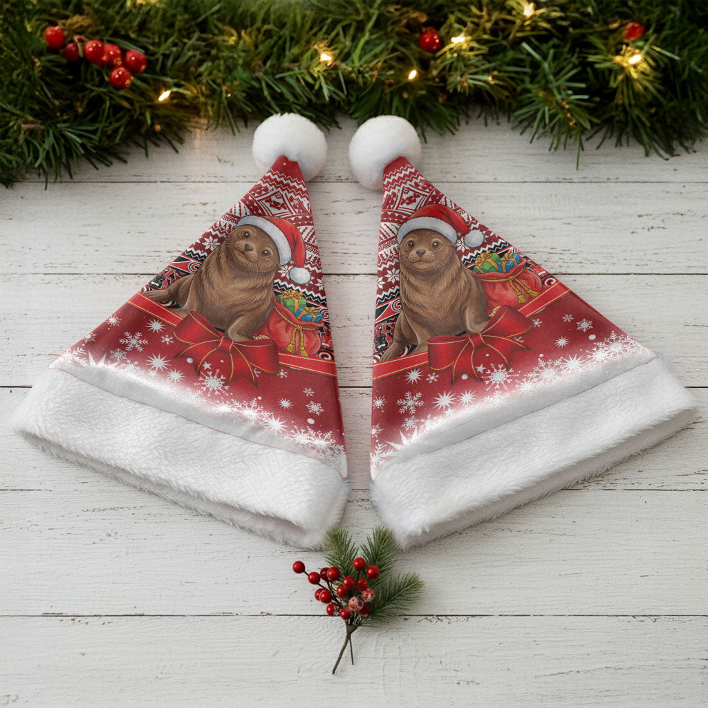 New Zealand Kekeno Seal Christmas Santa Hat Maori Inspired Knitted Patterns LT9 - Polynesian Pride