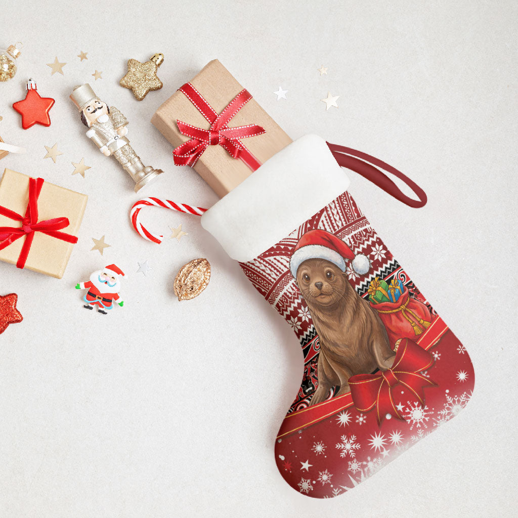 New Zealand Kekeno Seal Christmas Stocking Maori Inspired Knitted Patterns LT9 - Polynesian Pride