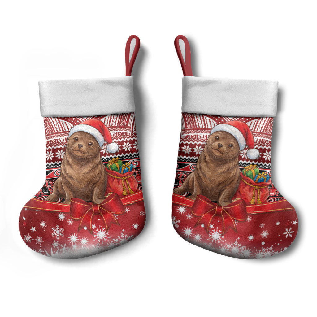 New Zealand Kekeno Seal Christmas Stocking Maori Inspired Knitted Patterns LT9 - Polynesian Pride