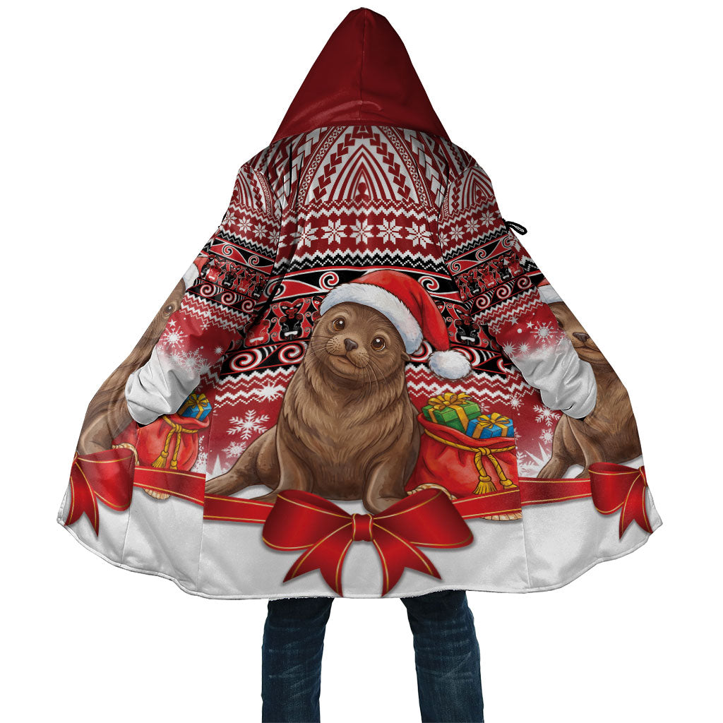 New Zealand Kekeno Seal Christmas Cloak Maori Inspired Knitted Patterns LT9 Unisex Red - Polynesian Pride