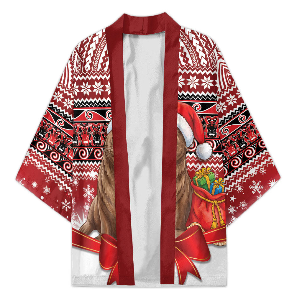 New Zealand Kekeno Seal Christmas Kimono Maori Inspired Knitted Patterns LT9 Unisex Red - Polynesian Pride
