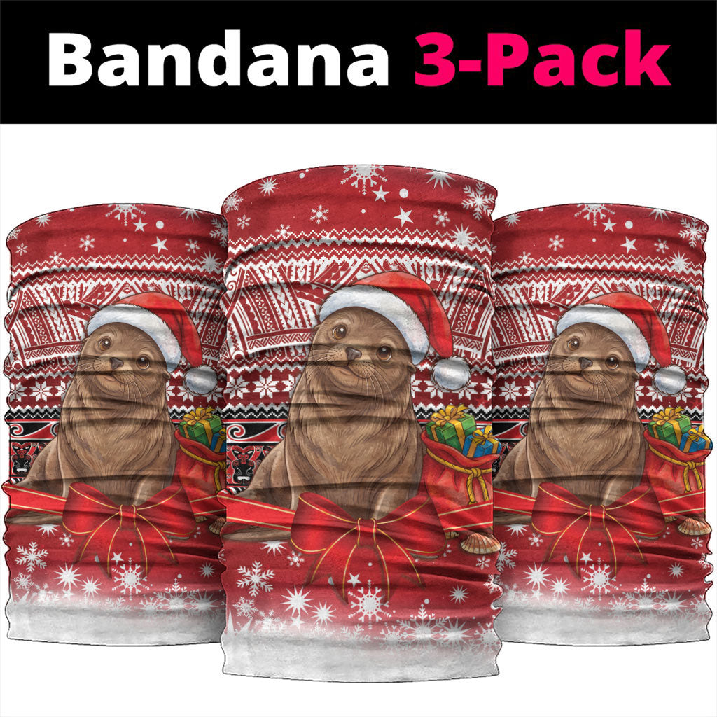 New Zealand Kekeno Seal Christmas Neck Gaiter Maori Inspired Knitted Patterns LT9 package One Size: 25*50cm Red - Polynesian Pride