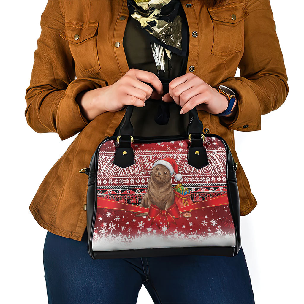 New Zealand Kekeno Seal Christmas Shoulder Handbag Maori Inspired Knitted Patterns LT9 - Polynesian Pride