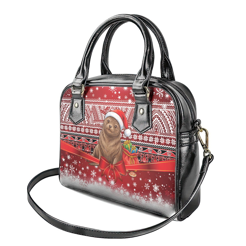 New Zealand Kekeno Seal Christmas Shoulder Handbag Maori Inspired Knitted Patterns LT9 - Polynesian Pride