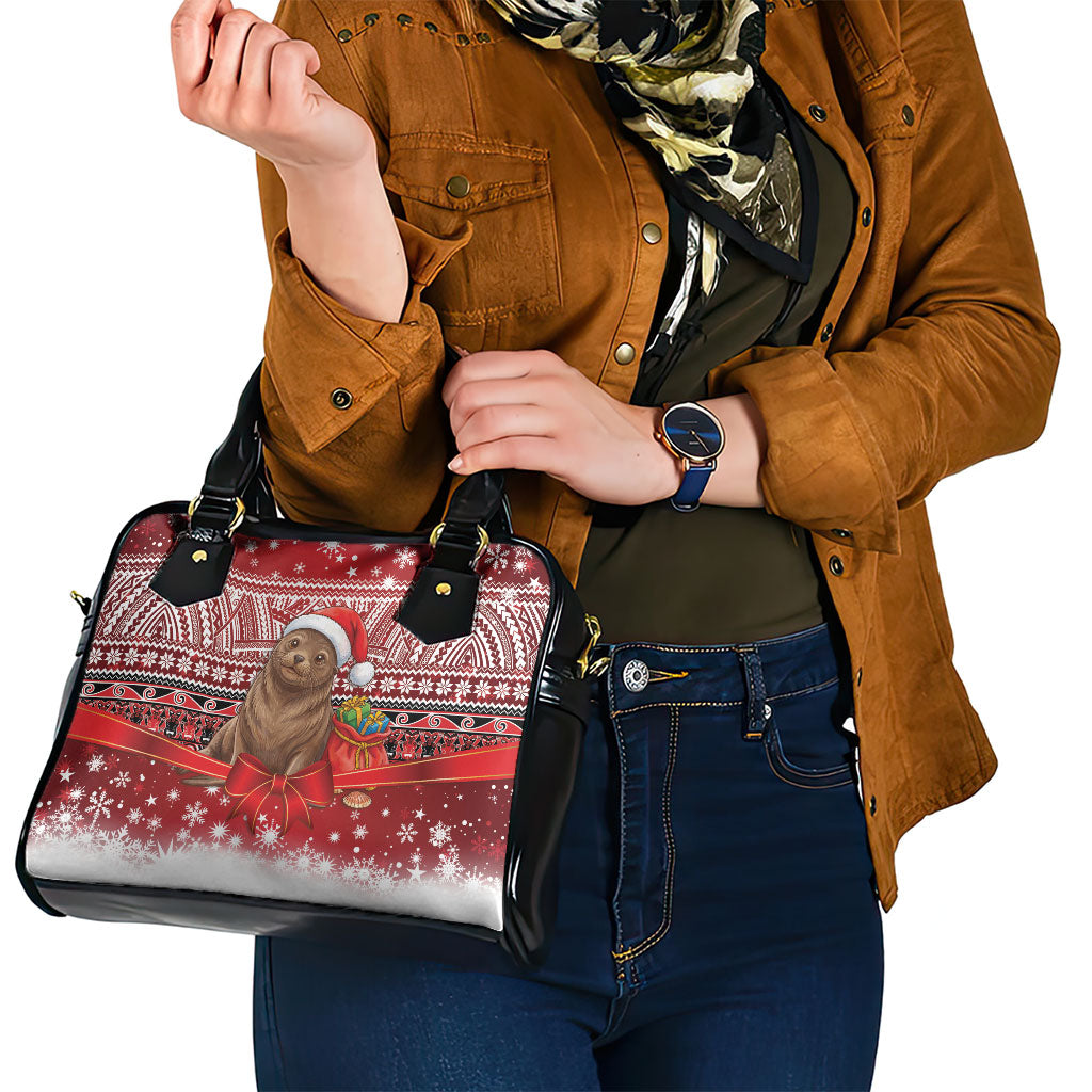 New Zealand Kekeno Seal Christmas Shoulder Handbag Maori Inspired Knitted Patterns LT9 - Polynesian Pride