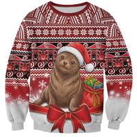New Zealand Kekeno Seal Christmas Sweatshirt Maori Inspired Knitted Patterns LT9 Unisex Red - Polynesian Pride