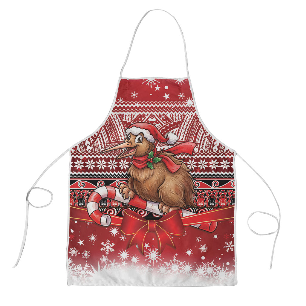 New Zealand Kiwi Bird Christmas Apron Maori Inspired Knitted Patterns LT9 Red - Polynesian Pride