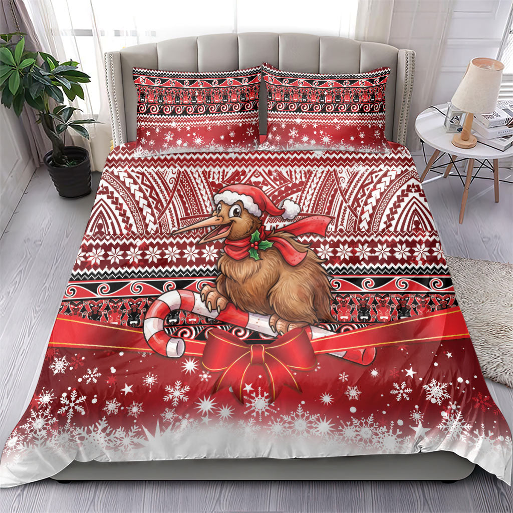 New Zealand Kiwi Bird Christmas Bedding Set Maori Inspired Knitted Patterns LT9 - Polynesian Pride