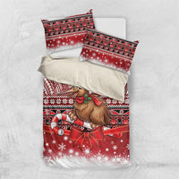 New Zealand Kiwi Bird Christmas Bedding Set Maori Inspired Knitted Patterns LT9 US Twin 172cm x 218cm Red - Polynesian Pride