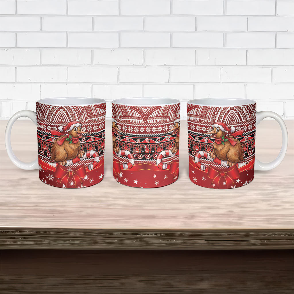 New Zealand Kiwi Bird Christmas Ceramic Mug Maori Inspired Knitted Patterns LT9 - Polynesian Pride