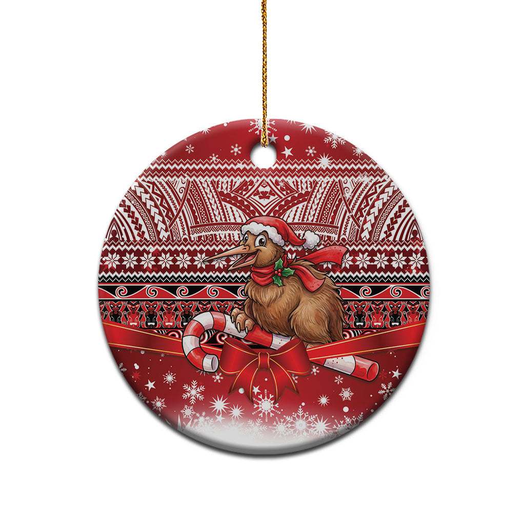 New Zealand Kiwi Bird Christmas Ceramic Ornament Maori Inspired Knitted Patterns LT9 - Polynesian Pride
