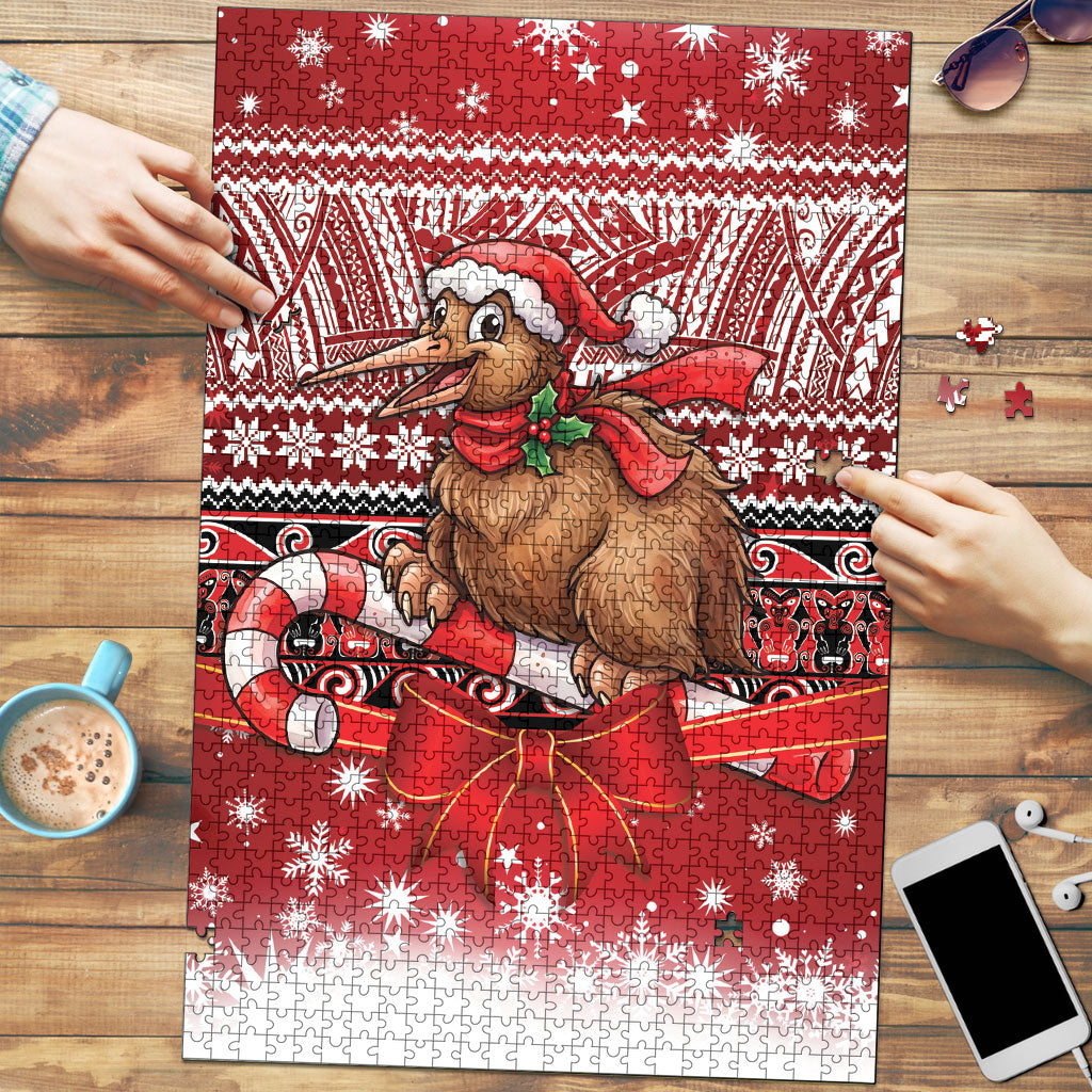 New Zealand Kiwi Bird Christmas Puzzle Maori Inspired Knitted Patterns LT9 Red - Polynesian Pride