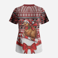 New Zealand Kiwi Bird Christmas Scrub Top Maori Inspired Knitted Patterns LT9 - Polynesian Pride