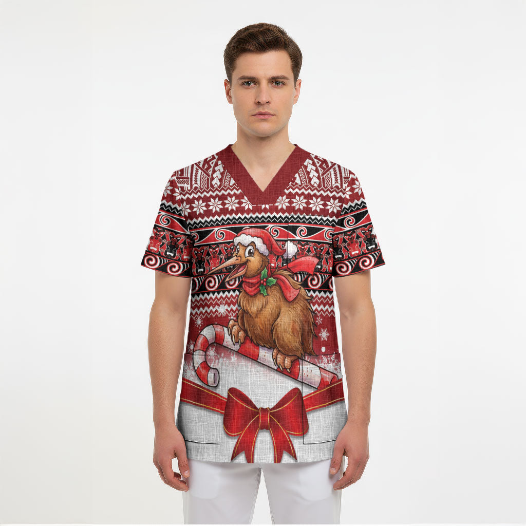 New Zealand Kiwi Bird Christmas Scrub Top Maori Inspired Knitted Patterns LT9 - Polynesian Pride