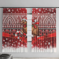 New Zealand Kiwi Bird Christmas Window Curtain Maori Inspired Knitted Patterns LT9 With Hooks Red - Polynesian Pride
