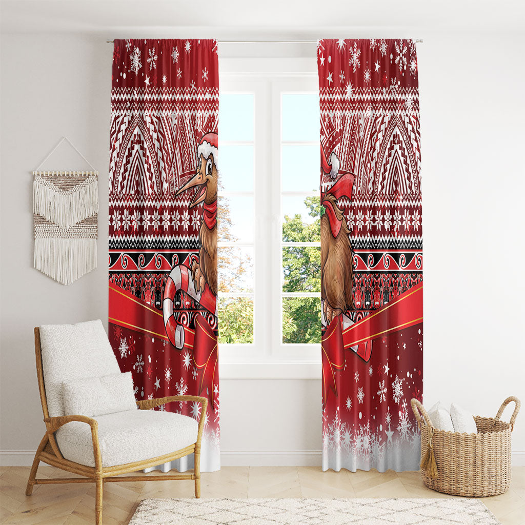 New Zealand Kiwi Bird Christmas Window Curtain Maori Inspired Knitted Patterns LT9 - Polynesian Pride