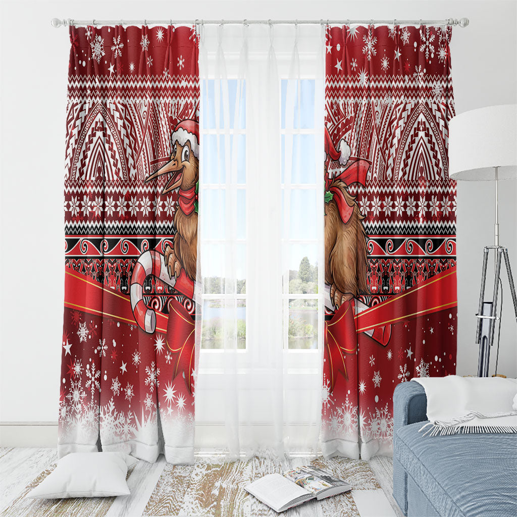 New Zealand Kiwi Bird Christmas Window Curtain Maori Inspired Knitted Patterns LT9 - Polynesian Pride