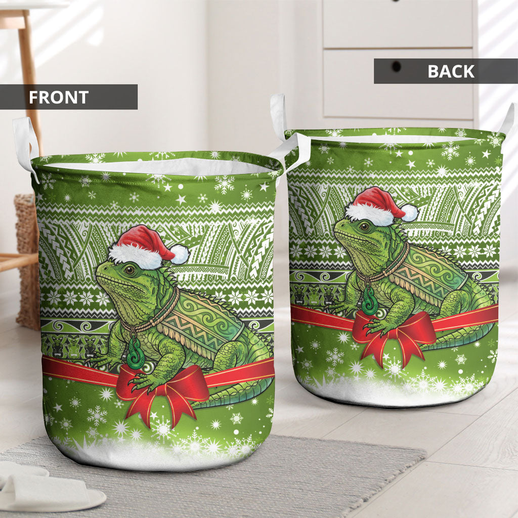 New Zealand Tuatara Christmas Laundry Basket Maori Inspired Knitted Patterns LT9 - Polynesian Pride