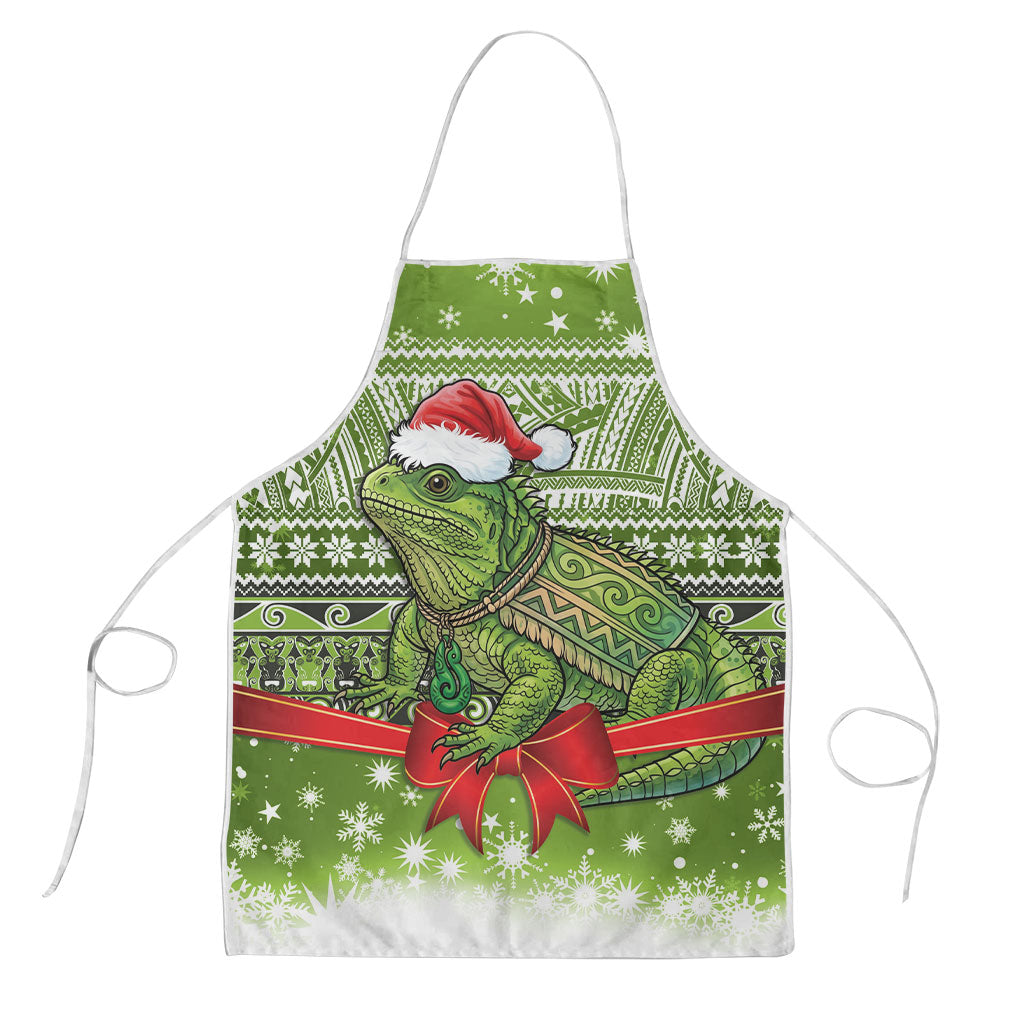 New Zealand Tuatara Christmas Apron Maori Inspired Knitted Patterns LT9 Green - Polynesian Pride