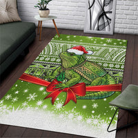 New Zealand Tuatara Christmas Area Rug Maori Inspired Knitted Patterns LT9 Green - Polynesian Pride
