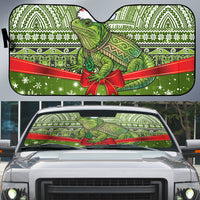 New Zealand Tuatara Christmas Auto Sun Shade Maori Inspired Knitted Patterns LT9 Green - Polynesian Pride