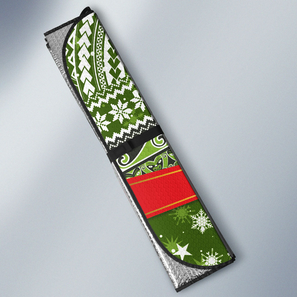 New Zealand Tuatara Christmas Auto Sun Shade Maori Inspired Knitted Patterns LT9 - Polynesian Pride