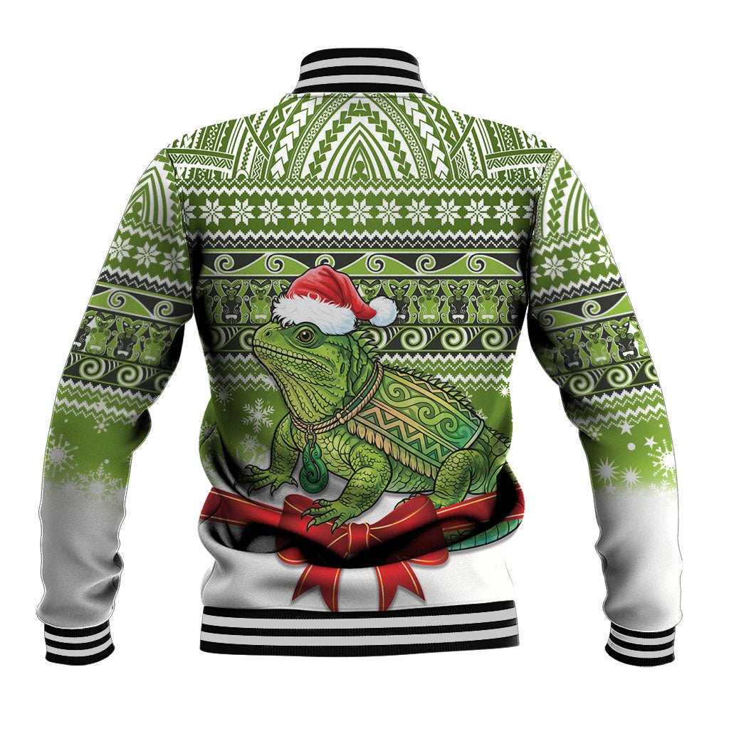 New Zealand Tuatara Christmas Baseball Jacket Maori Inspired Knitted Patterns LT9 - Polynesian Pride
