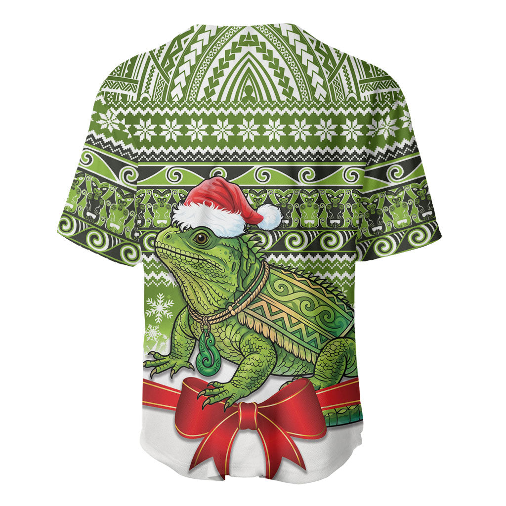 New Zealand Tuatara Christmas Baseball Jersey Maori Inspired Knitted Patterns LT9 - Polynesian Pride