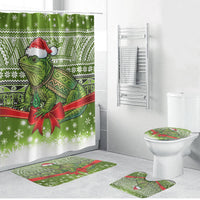 New Zealand Tuatara Christmas Bathroom Set Maori Inspired Knitted Patterns LT9 Bathroom Set (4 pcs) Green - Polynesian Pride