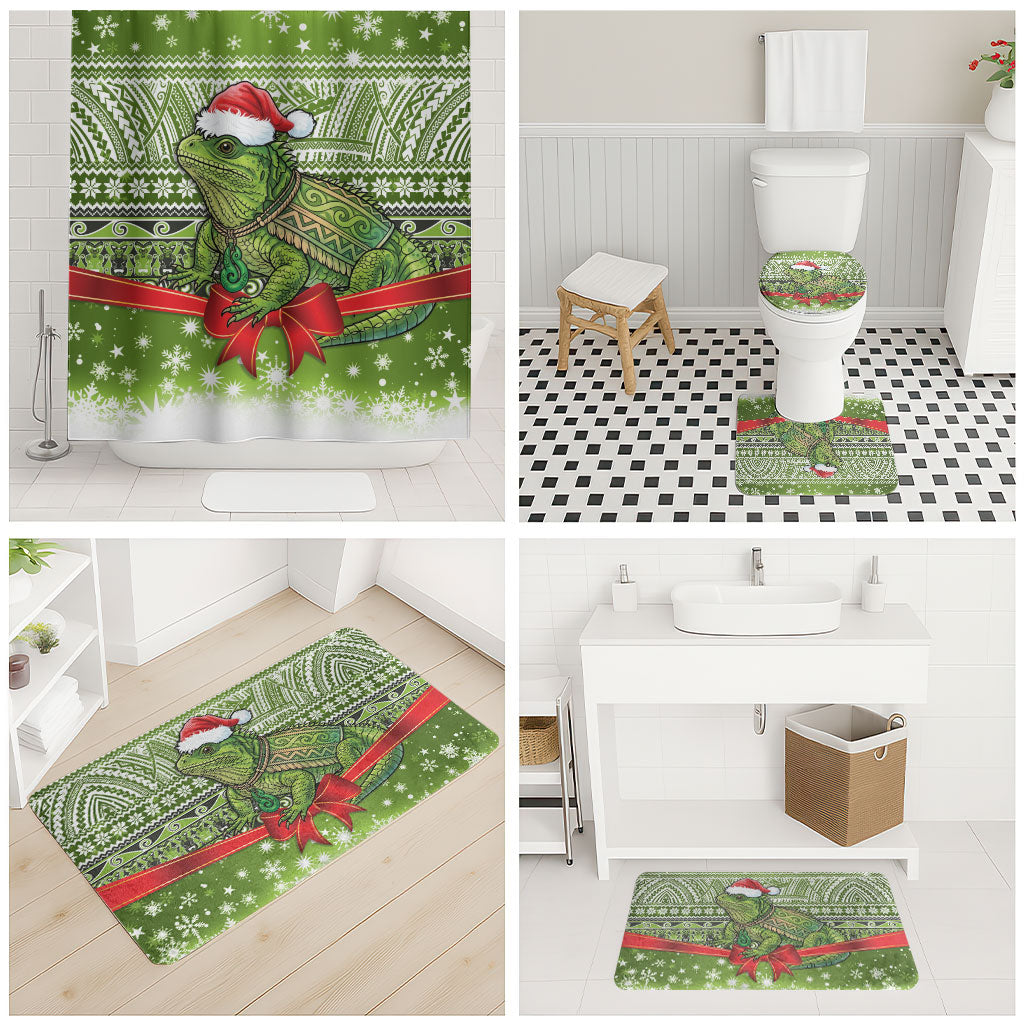 New Zealand Tuatara Christmas Bathroom Set Maori Inspired Knitted Patterns LT9 - Polynesian Pride
