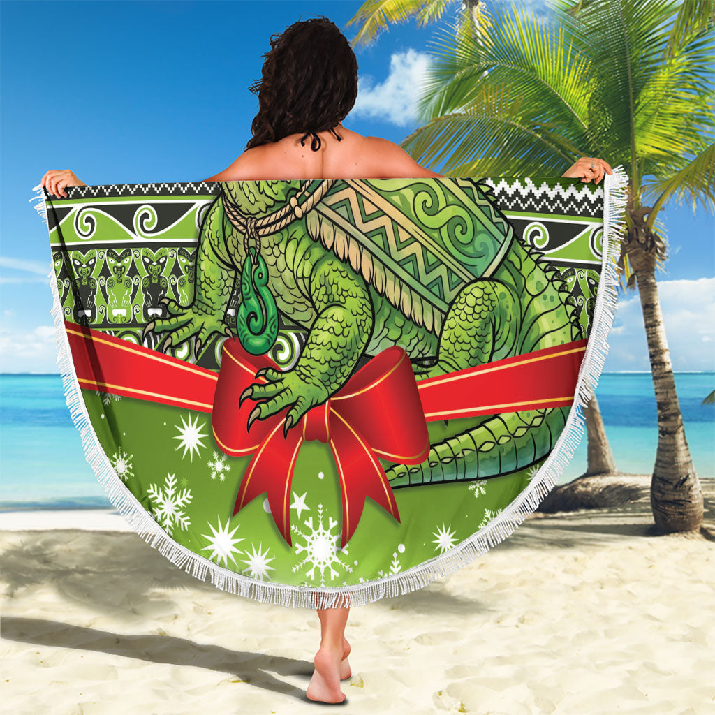 New Zealand Tuatara Christmas Beach Blanket Maori Inspired Knitted Patterns LT9 - Polynesian Pride