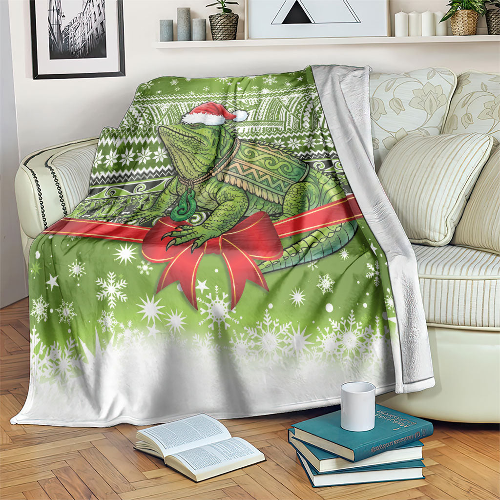 New Zealand Tuatara Christmas Blanket Maori Inspired Knitted Patterns LT9 Green - Polynesian Pride