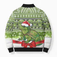New Zealand Tuatara Christmas Bomber Puffer Jacket Maori Inspired Knitted Patterns LT9 - Polynesian Pride