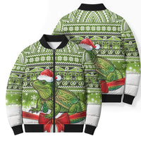 New Zealand Tuatara Christmas Bomber Puffer Jacket Maori Inspired Knitted Patterns LT9 - Polynesian Pride