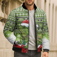 New Zealand Tuatara Christmas Bomber Puffer Jacket Maori Inspired Knitted Patterns LT9 - Polynesian Pride