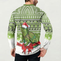 New Zealand Tuatara Christmas Button Sweatshirt Maori Inspired Knitted Patterns LT9 - Polynesian Pride