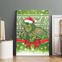 New Zealand Tuatara Christmas Canvas Wall Art Maori Inspired Knitted Patterns LT9 - Polynesian Pride